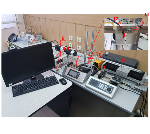 Экспериментальный стенд по исследованию характеристик соударения микрокапель геля с поверхностями